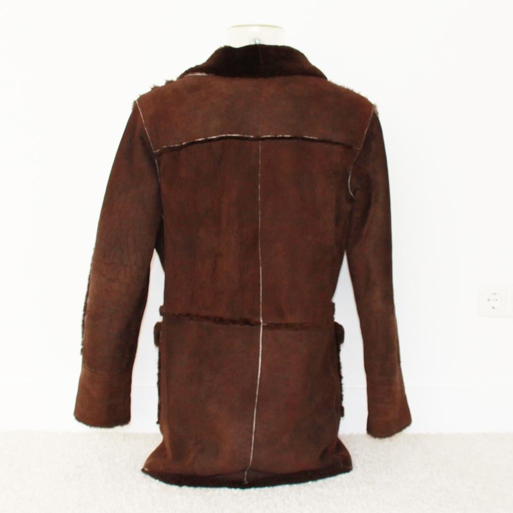 Mooie Lammy Heren Jas (100% Schapen Vacht) (Maat 48) € 175,-, Kleding | Heren, Jassen | Winter, Bruin, Maat 48/50 (M), Vintage