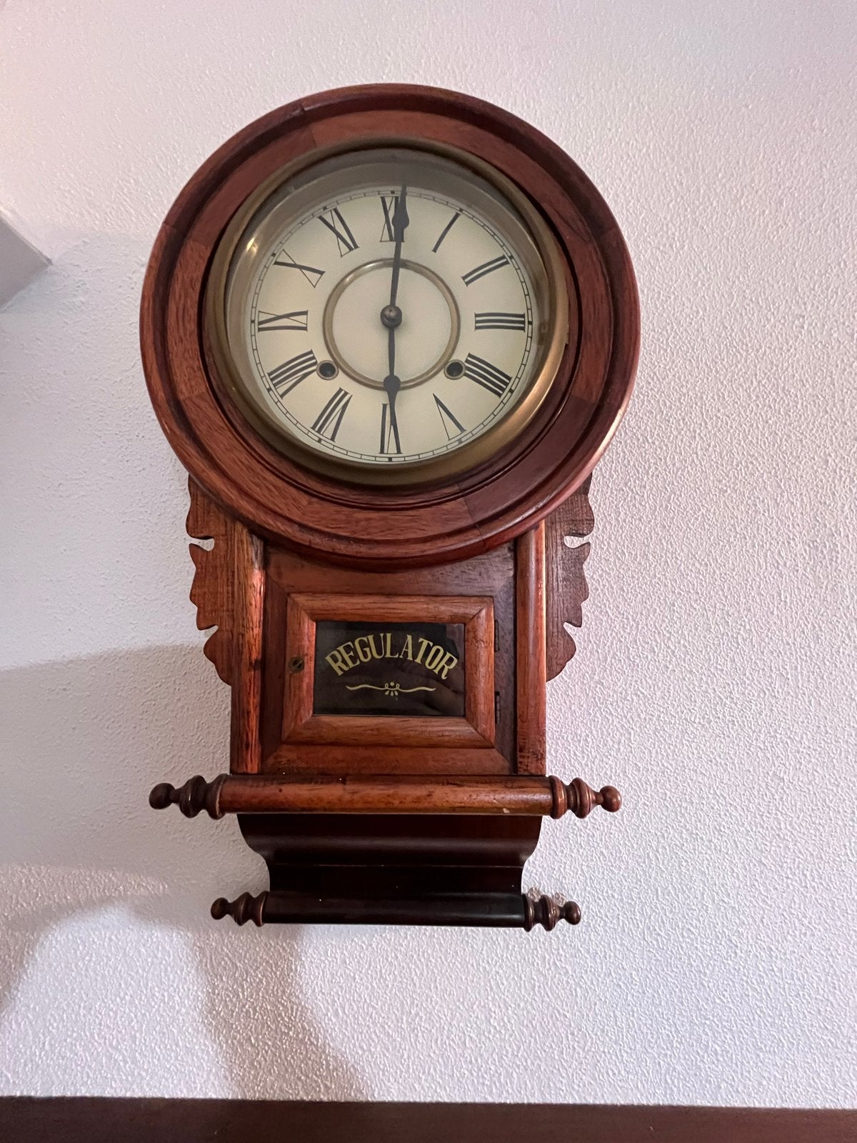 Oude Regulator Wandklok - Loopt Goed, Ophalen of Verzenden