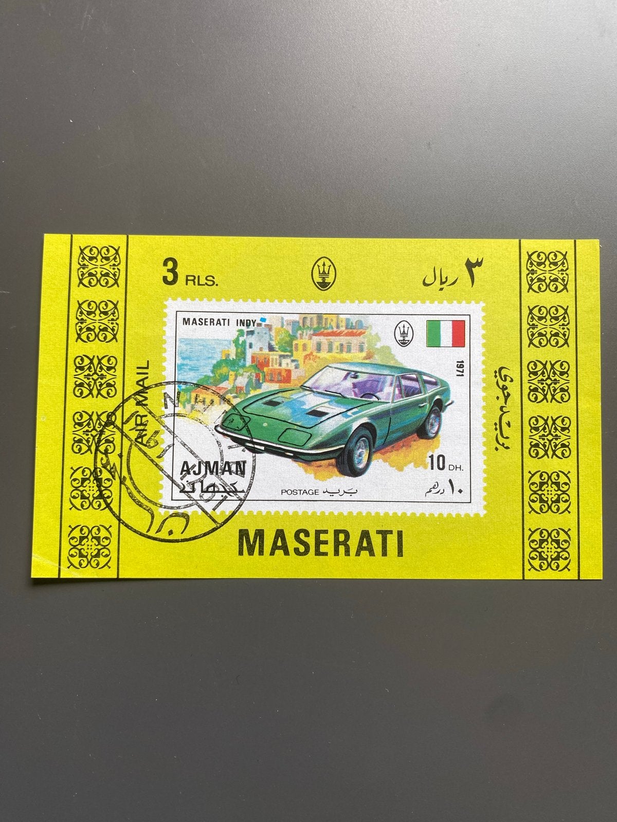 Postzegelblokje Ajman 1971 Maserati Indy, Ophalen of Verzenden, Gestempeld, Midden-Oosten