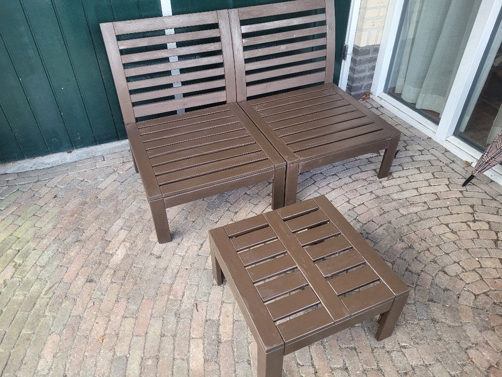 Ikea Applaro 2 zits, incl tafeltje, zonder kussens., Gebruikt, Bank, Hout, Ophalen