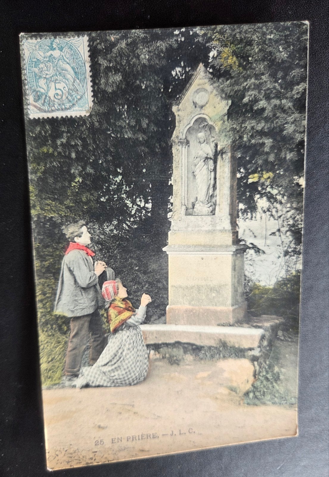 Oude Franse Ansichtkaart - Biddende Kinderen, Verzenden, Voor 1920, Gelopen, Overige thema's