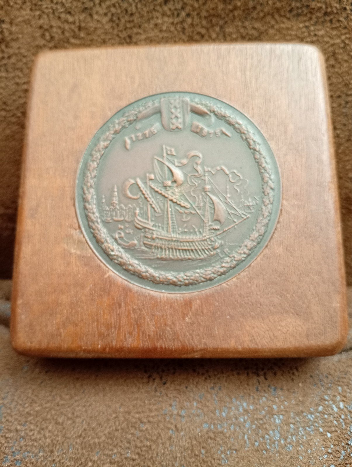 Bronzen Penning Amsterdam 700 jaar, Ophalen of Verzenden, Brons, Nederland