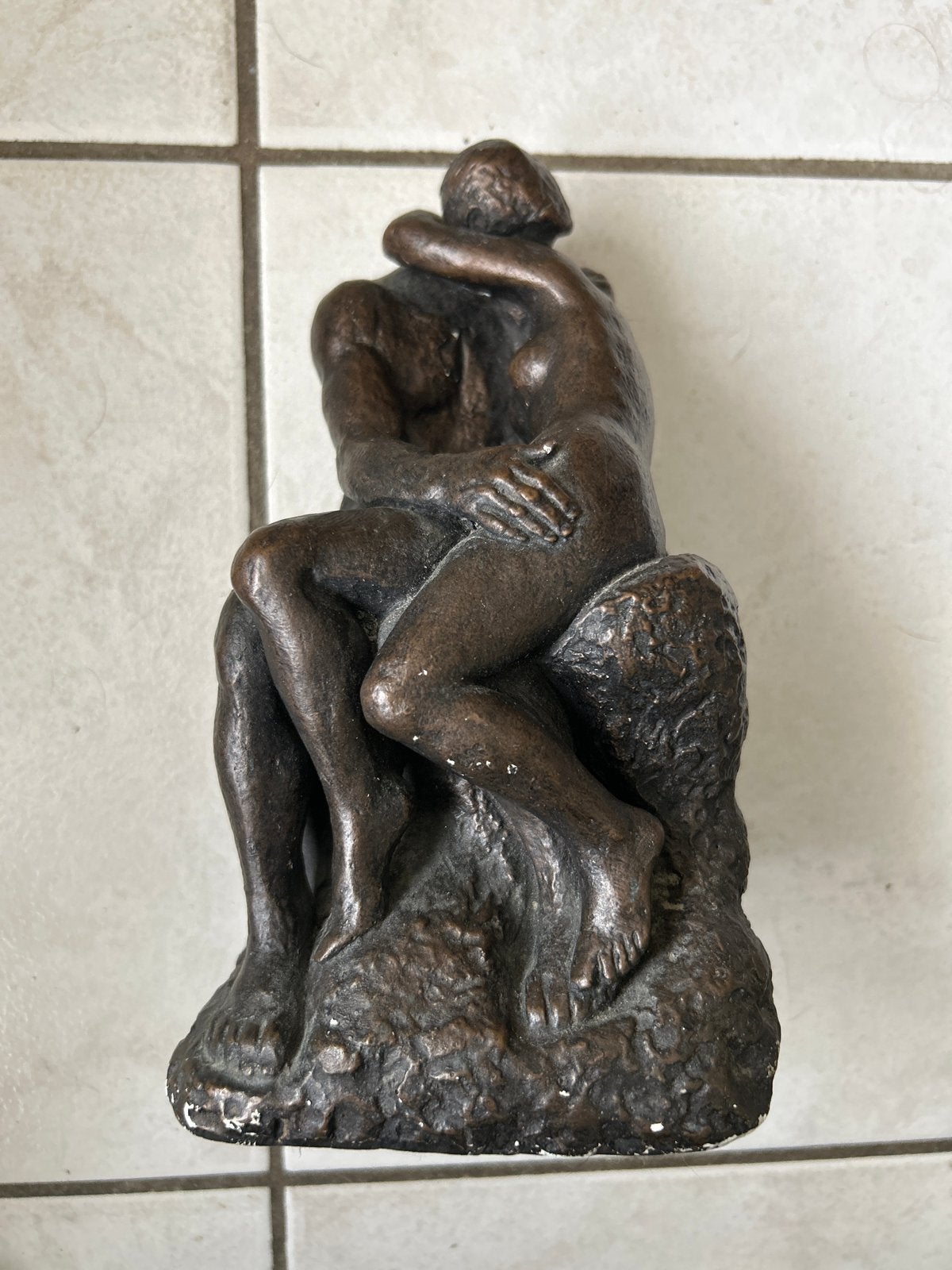 Bronzen beeld 'De Kus' - replica Rodin, Ophalen, Groep mensen, Minder dan 20 cm, Beeld