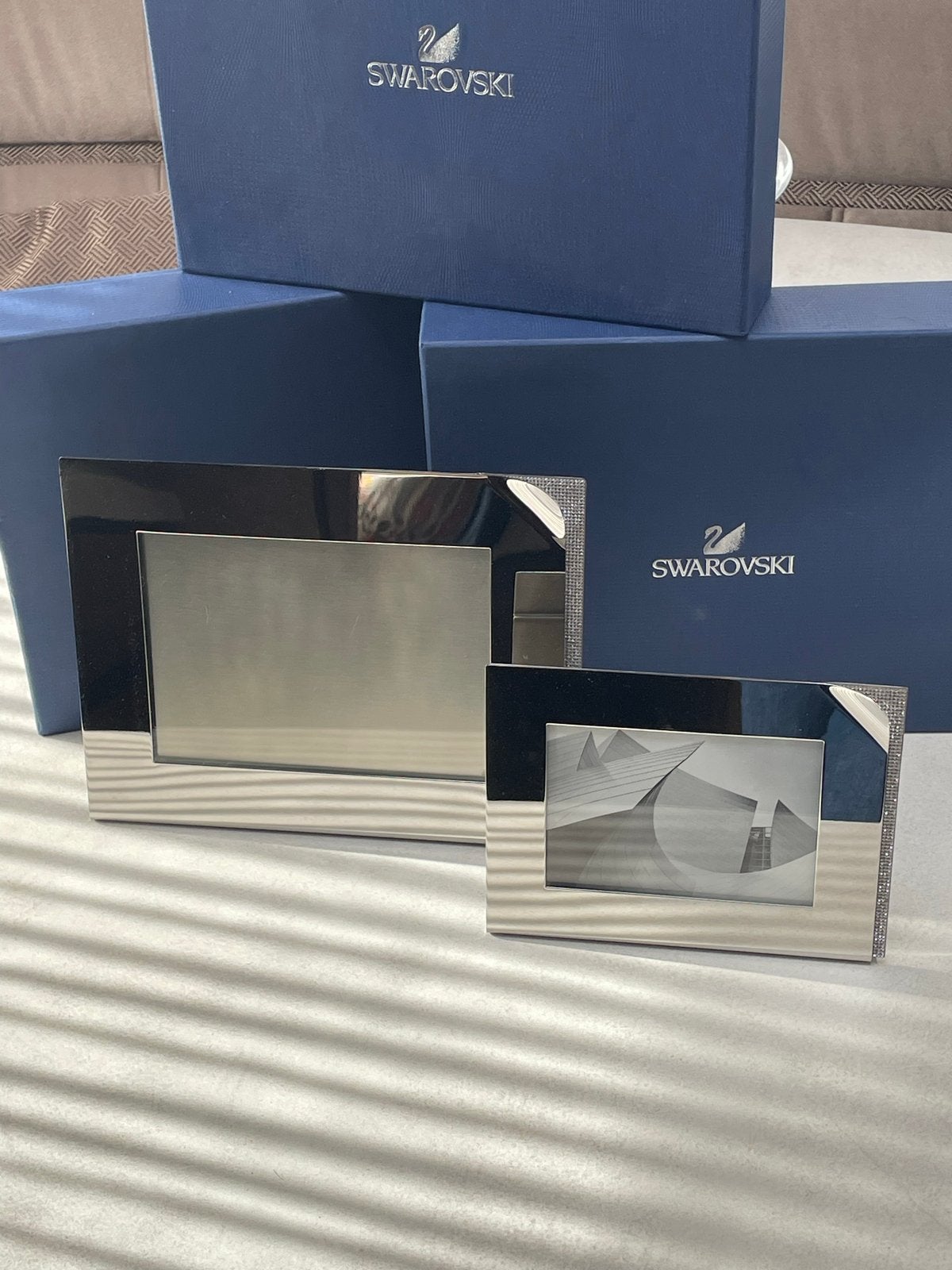 Swarovski fotolijsten, vazen en kandelaars, Ophalen of Verzenden, Zo goed als nieuw, Zilver, Metaal