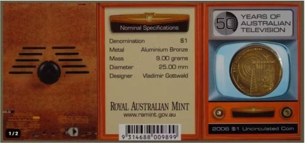 Australie - 1 Dollar 2006 - 50 Years of Australian TV, Postzegels en Munten, Munten | Oceanië, Verzenden, Setje
