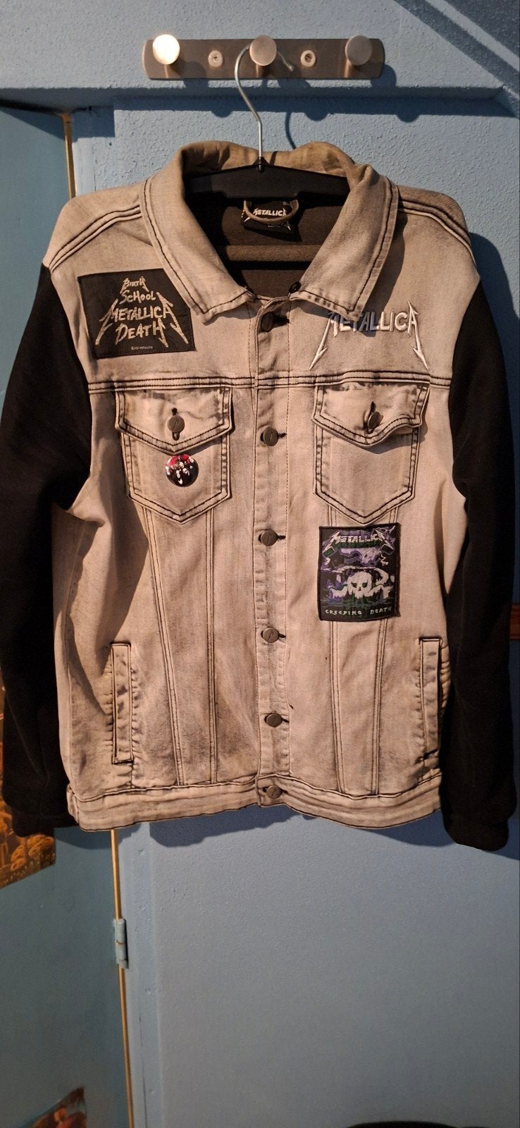Metallica Patch Vest Maat S met diverse patches en pin, Metallica, Ophalen of Verzenden, Grijs, Gedragen