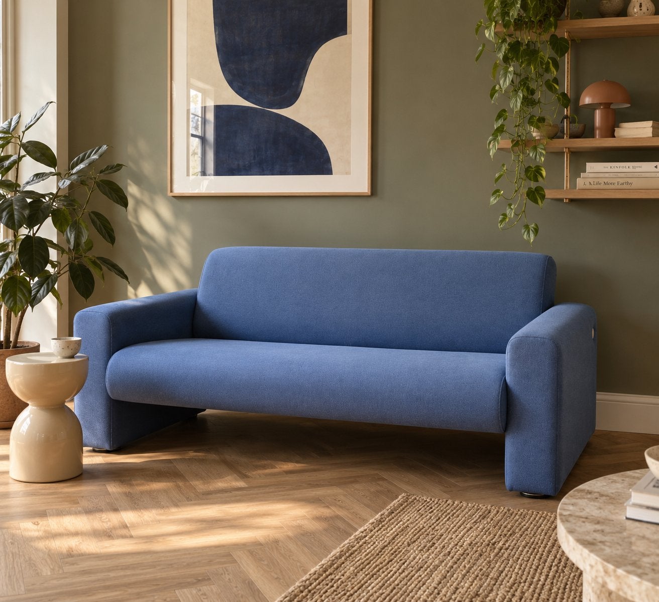 Artifort bank c691 tweezitter grijsblauw design, Ophalen, Gebruikt, Design, 150 tot 200 cm