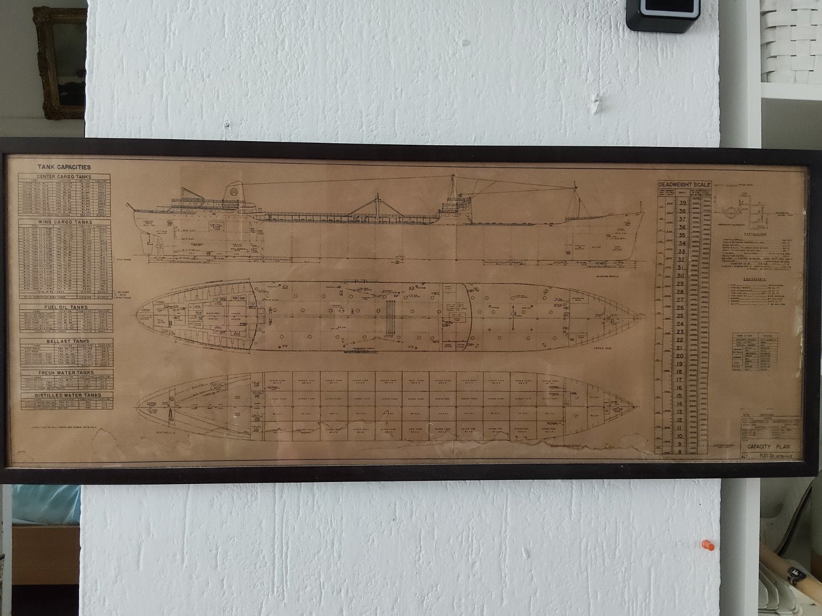 Vintage scheepsbouwtekening van de Capiluna, Ophalen, Overige typen