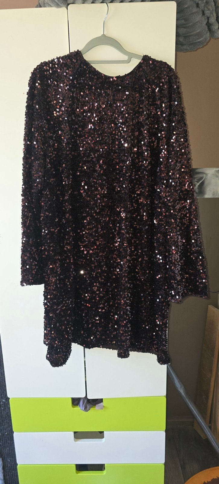 Nieuwe pailletten jurkje maat xxl 50/52, Ophalen, H&M, Bruin, Jurk