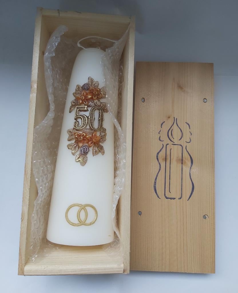 Luxe kaars voor 50 jaar  Jubileum, Ophalen of Verzenden, Nieuw, Geboorte of Huwelijk