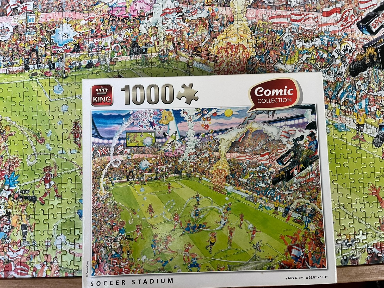 King puzzel comic Soccer stadium compleet, Ophalen of Verzenden, 500 t/m 1500 stukjes, Gebruikt, Legpuzzel