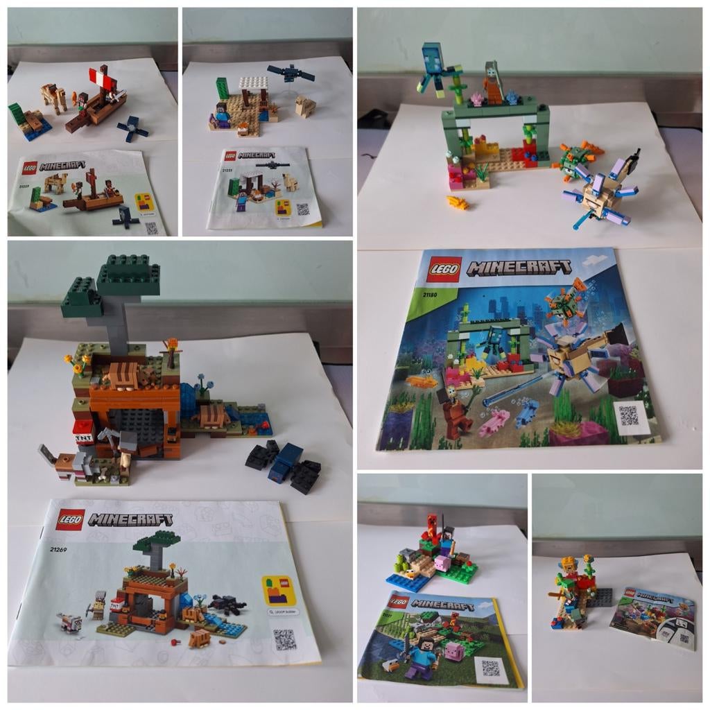 6 sets lego Minecraft met handleiding. Geen doos, Ophalen of Verzenden, Lego, Minecraft
