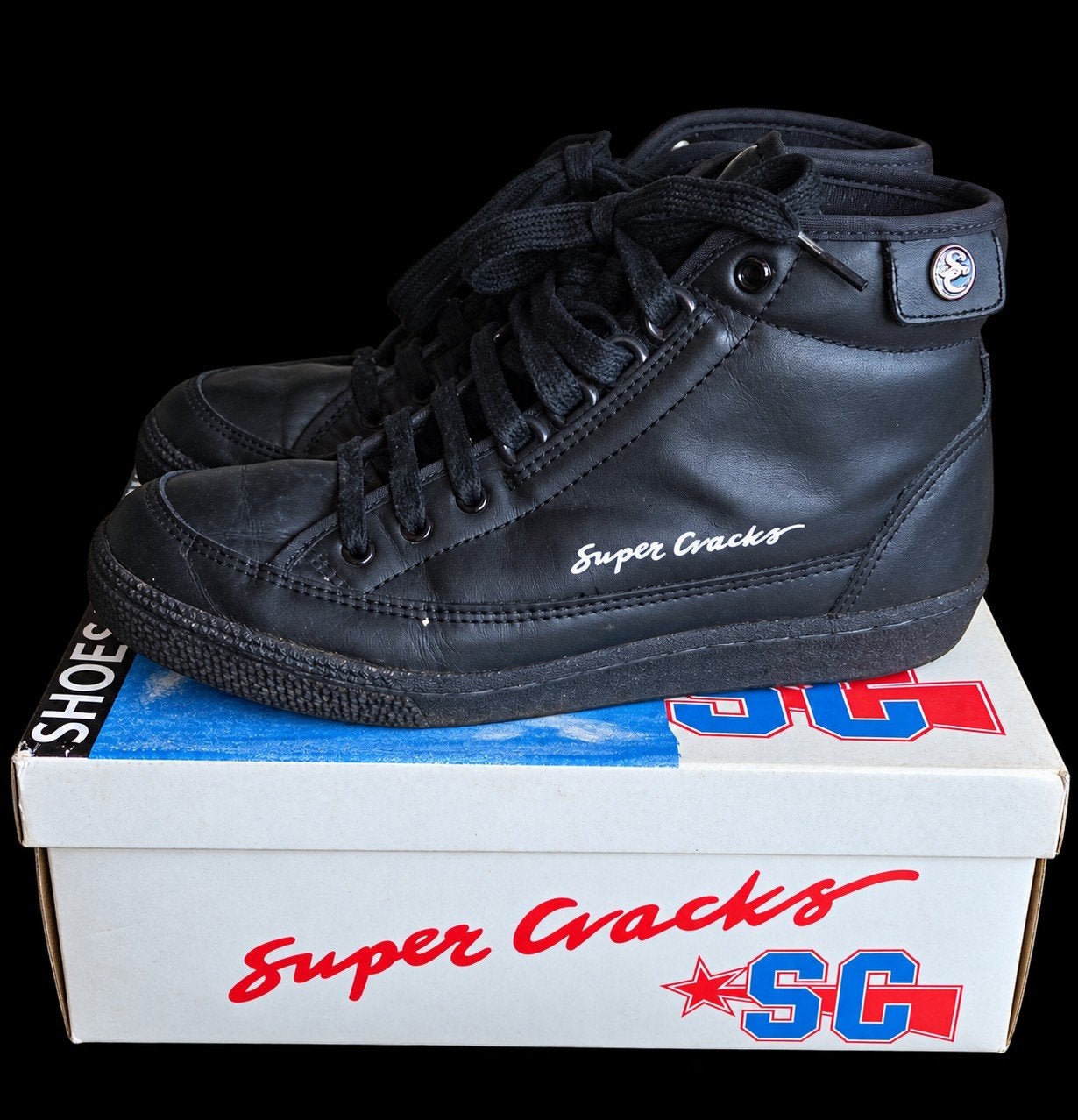Super Cracks Zwarte Hoge Sneakers maat 41 - Zo Goed als Nieu, Zwart, Ophalen of Verzenden, Super Cracks, Sneakers of Gympen