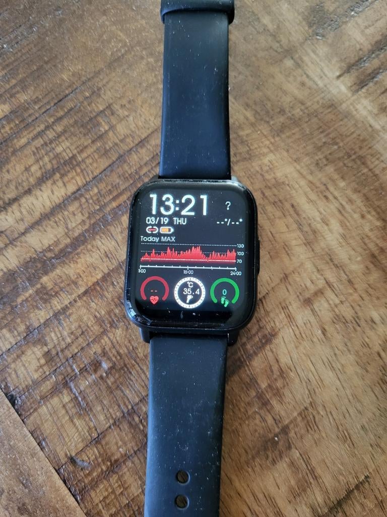 Smartwatch met hartslagmeter en stappenteller, Gebruikt, Onbekend, Zwart, Stappen