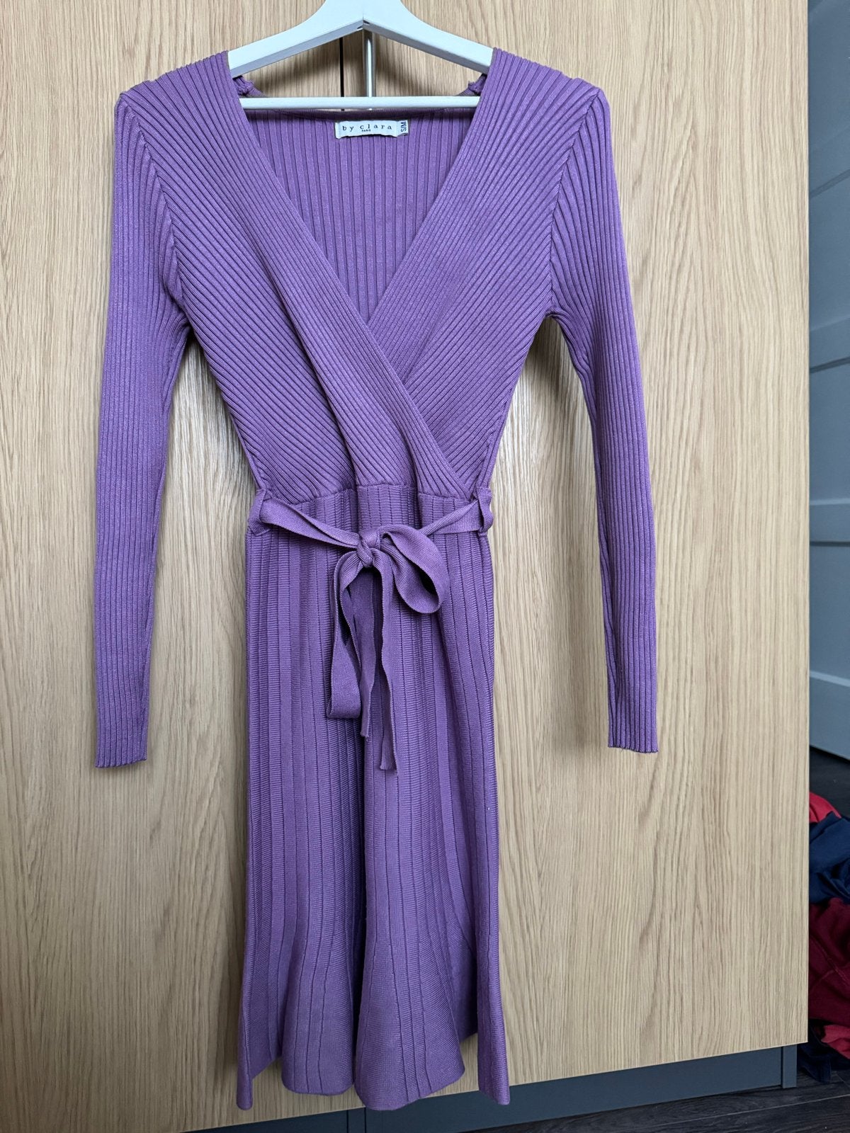 By Clara Paris Ribgebreide Jurk Maat S/M, Paars, Ophalen of Verzenden, Zo goed als nieuw, Maat 36 (S)