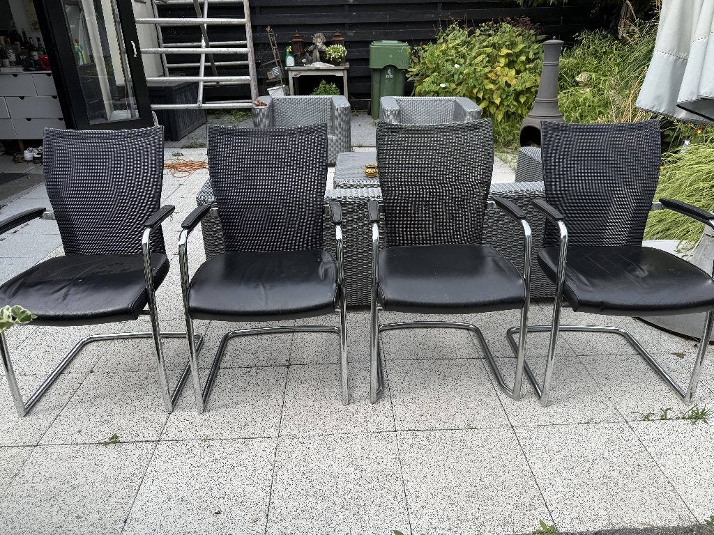 Vergader/eetkamer stoelen, Ophalen, Gebruikt, Vergader/slede stoel, Zwart