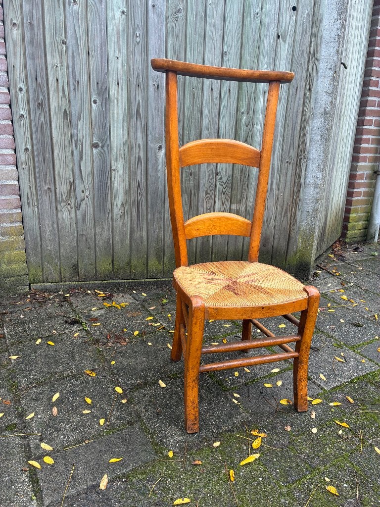 Antieke originele Bidstoel met rieten zitting, Antiek en Kunst, Ophalen