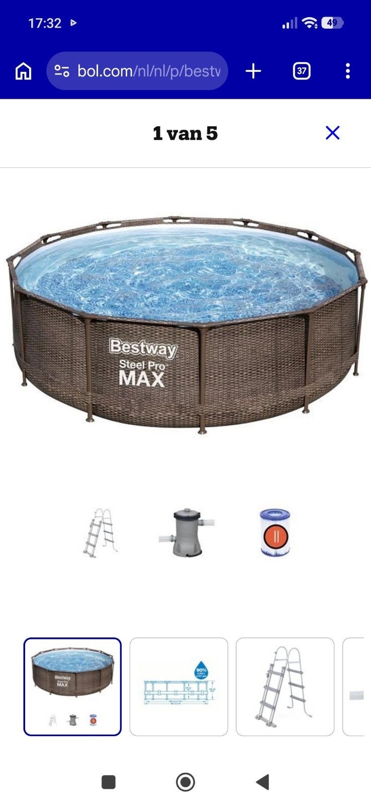 Bestway zwembad 3.66 x 1.00 rond, Ophalen, Gebruikt, 80 tot 120 cm, Rond
