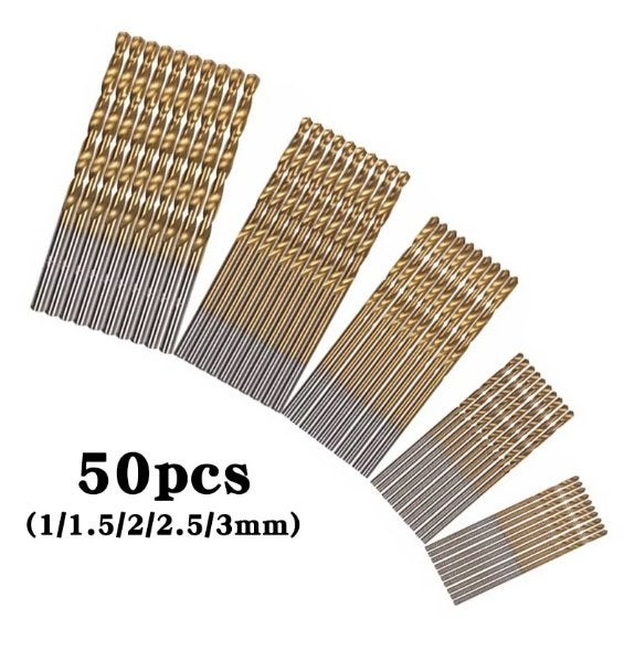 50 Stuks Titanium Boor Boortje 1,0mm 1,5mm 2,0mm 2,5mm 3,0mm, Ophalen of Verzenden, Nieuw
