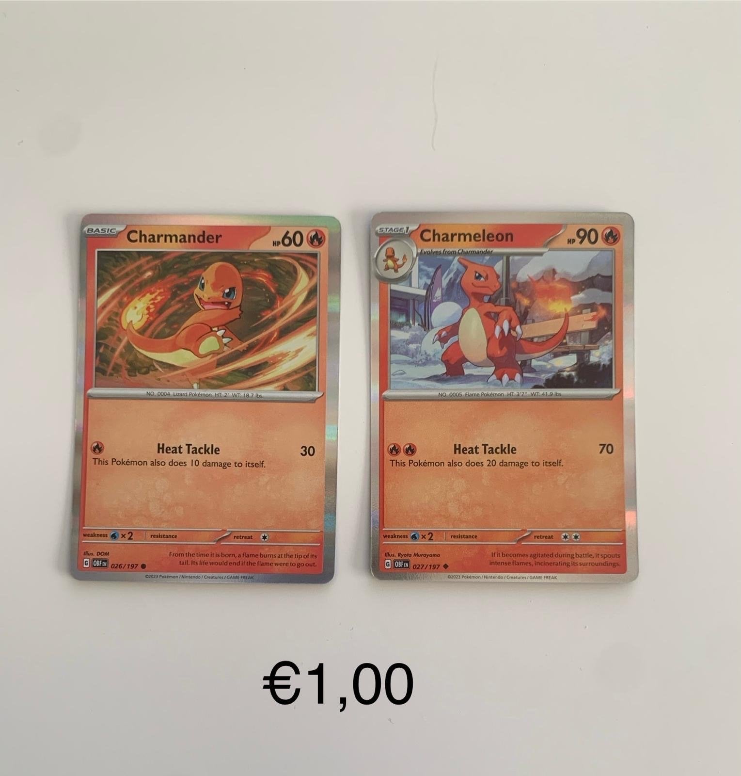 Pokémon kaarten: Charmander en Charmeleon, Ophalen of Verzenden, Zo goed als nieuw, Meerdere kaarten