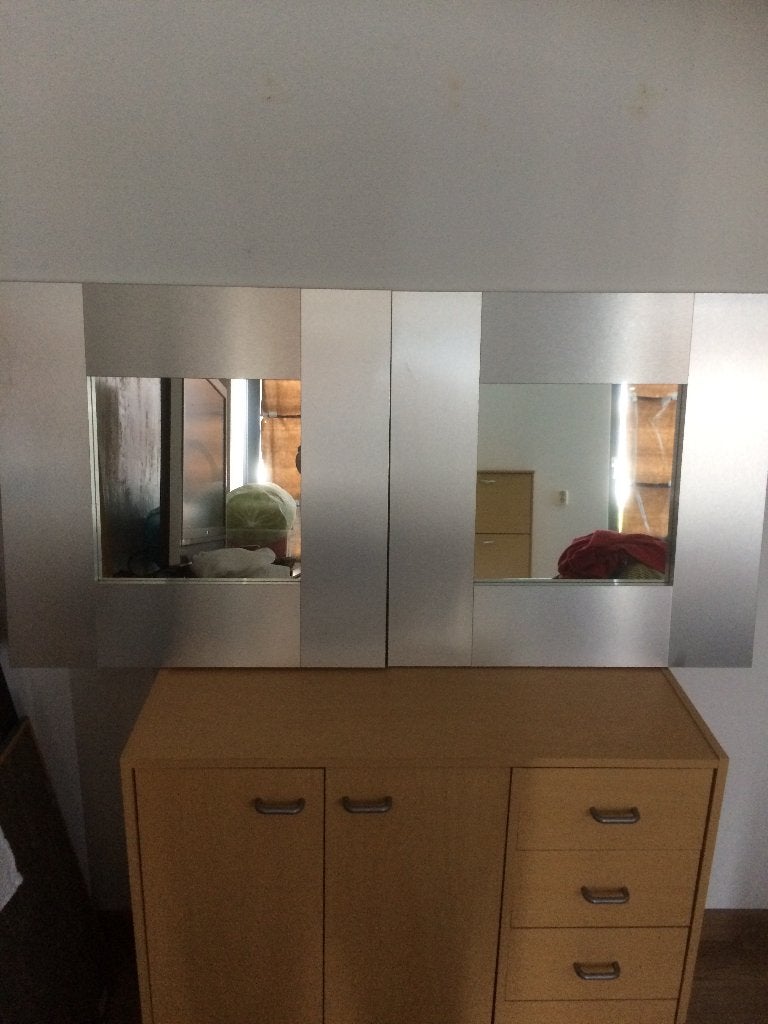 spiegels vierkant met alu lijst 2 stuks, Ophalen, Vierkant, Zo goed als nieuw, Minder dan 100 cm