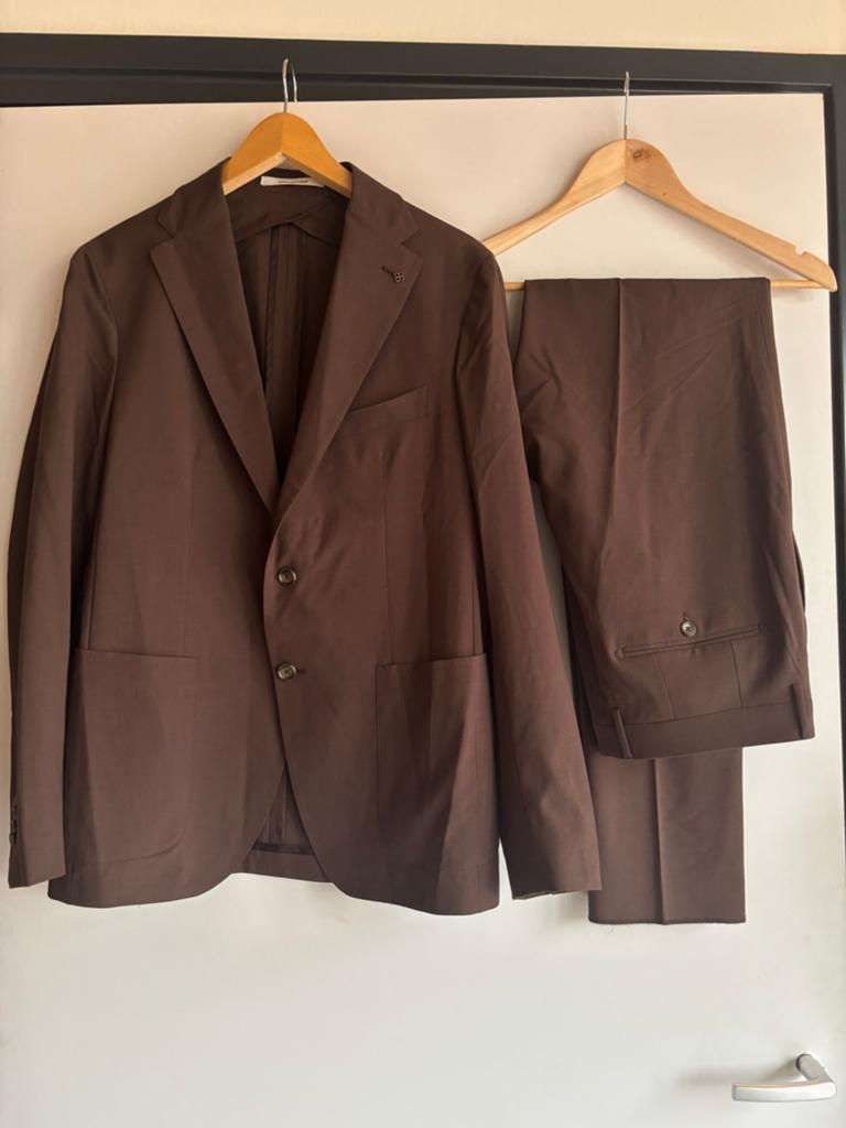 Stijlvol bruin pak, Kleding | Heren, Verzenden, Nieuw, Maat 52/54 (L), Bruin