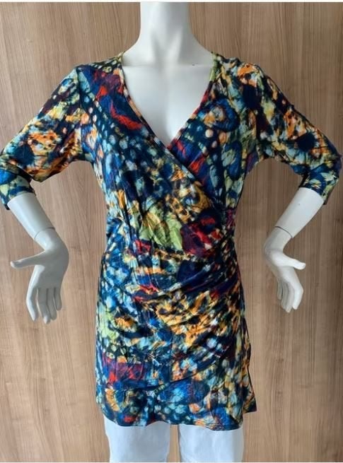 Kleurrijke tuniek jurk met abstracte print mt. XL, Meerkleurig, Maat 46/48 (XL) of groter, Ophalen of Verzenden, Zo goed als nieuw