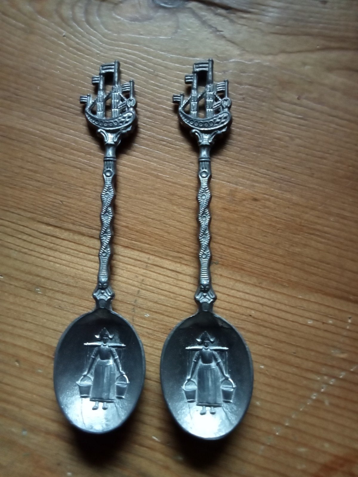 2 Antieke theelepels met het vlaggenschip van de VOC, Ophalen of Verzenden