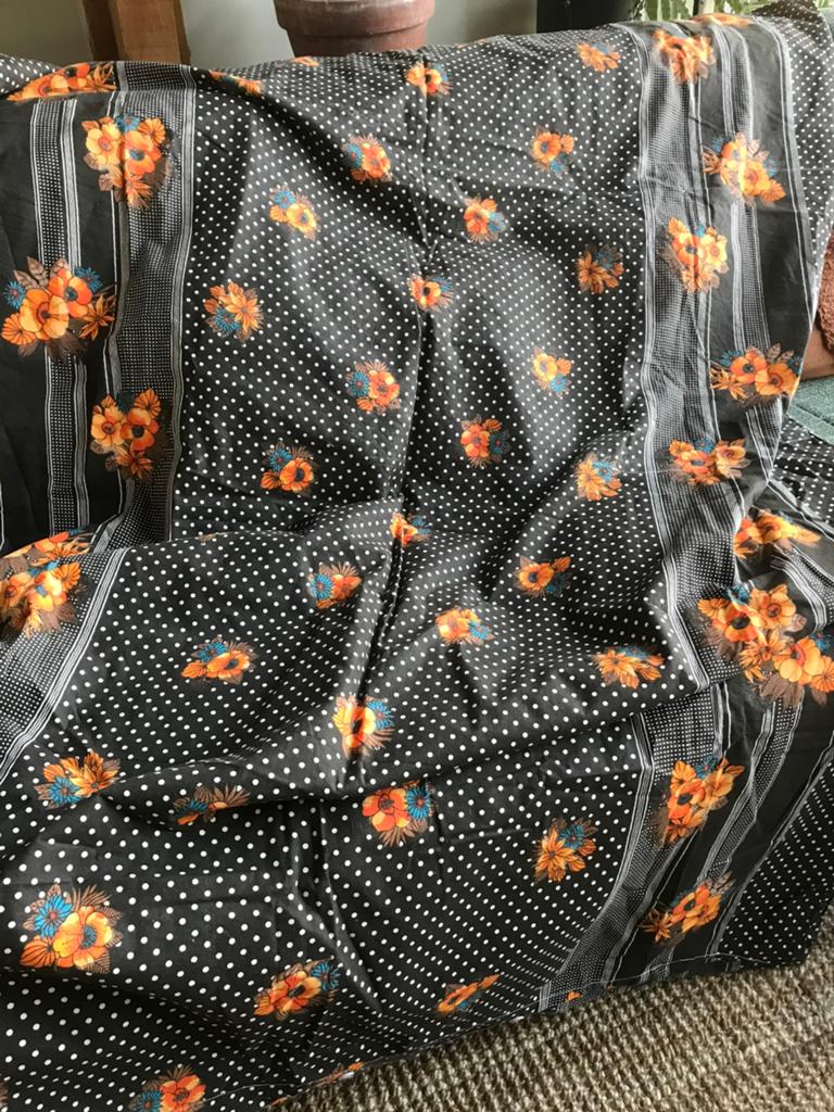 Leuke vintage / retro stof 🧡🤎, Gebruikt, 120 cm of meer, Ophalen of Verzenden, Katoen