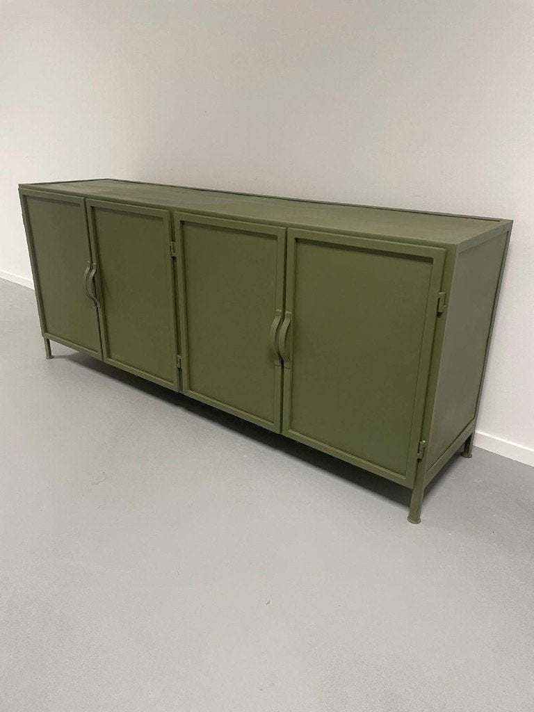 Dressoir Metaal 180 breed 4 deurs groen voorraad actie prijs, Huis en Inrichting, 1 of 2 laden, 150 tot 200 cm, Nieuw, Ophalen of Verzenden