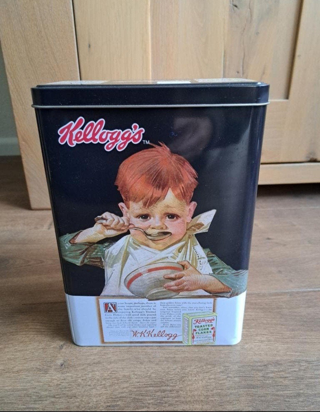 Vintage Kellogg's Toasted Cornflakes blik 25-17,5-9,5 cm, Ophalen of Verzenden, Gebruikt, Overige