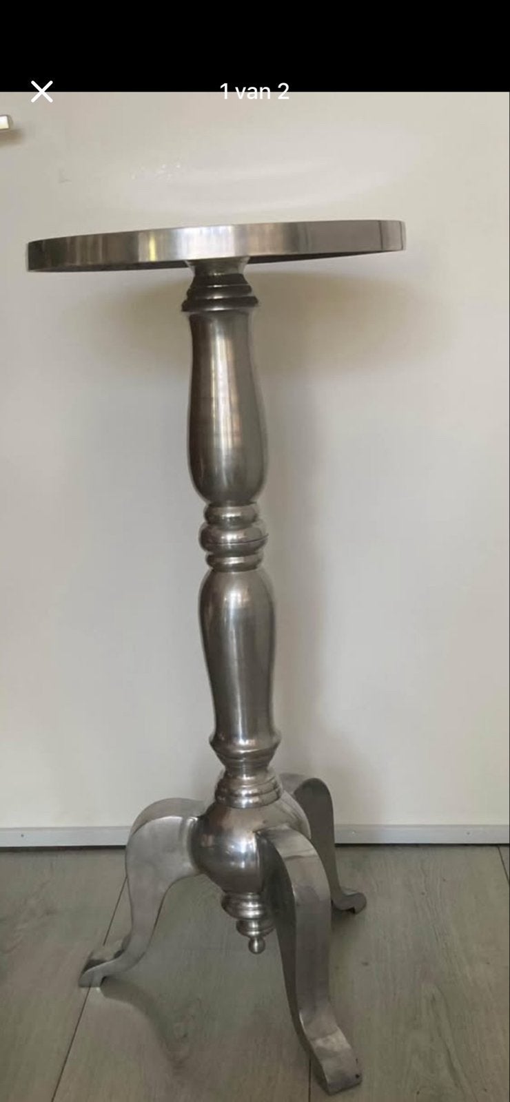 Metalen bijzettafel / plantentafel, zilverkleurig, Ophalen, Minder dan 55 cm, Gebruikt, Metaal of Aluminium