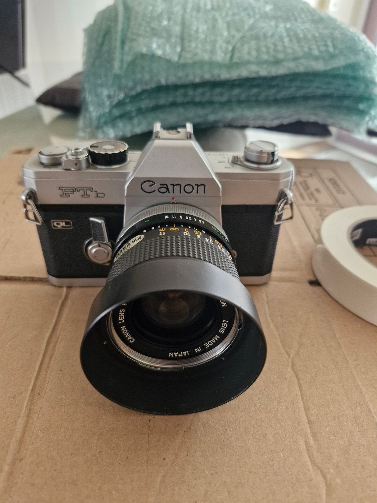 Canon FTb QL analoge spiegelreflex + Canon FL 24mm lens, Audio, Tv en Foto, Ophalen of Verzenden, Gebruikt, Spiegelreflex, Canon