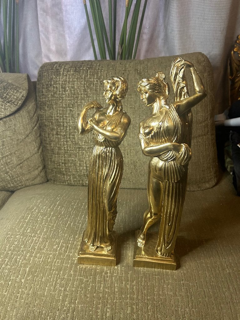 Set van 2 gouden beelden van Griekse godinnen, Verzamelen, Ophalen of Verzenden, Zo goed als nieuw, Mens