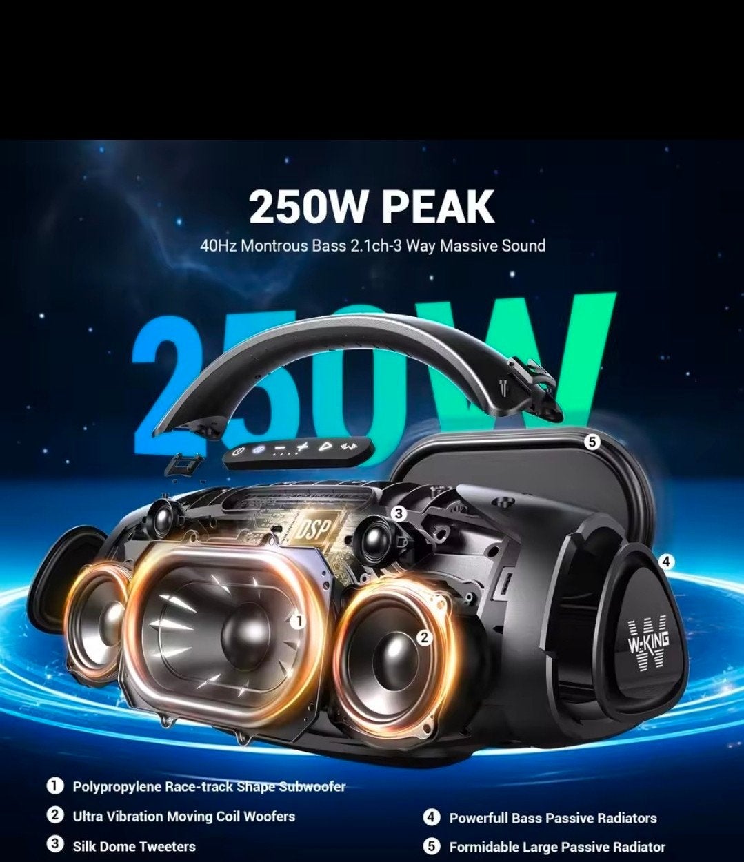 W-King X20S krachtige partyspeaker.
