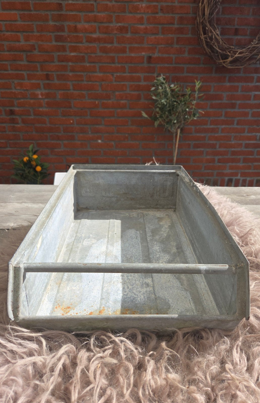 Vintage Zinken Bak met Handvatten - Decoratief en Praktisch, Ophalen of Verzenden