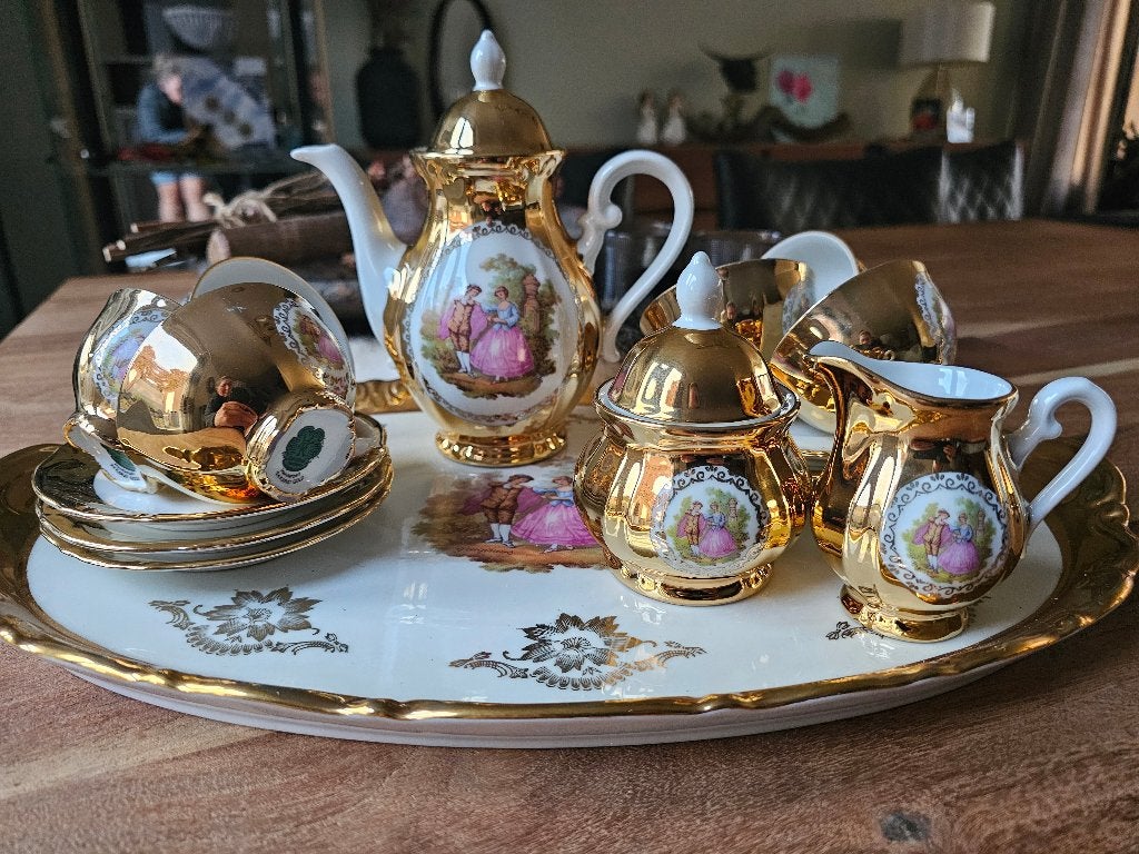 Prachtig 24 Karaat Goud Bavaria Koffie/Theeservies, Overige merken, Klassiek, Ophalen of Verzenden, Zo goed als nieuw