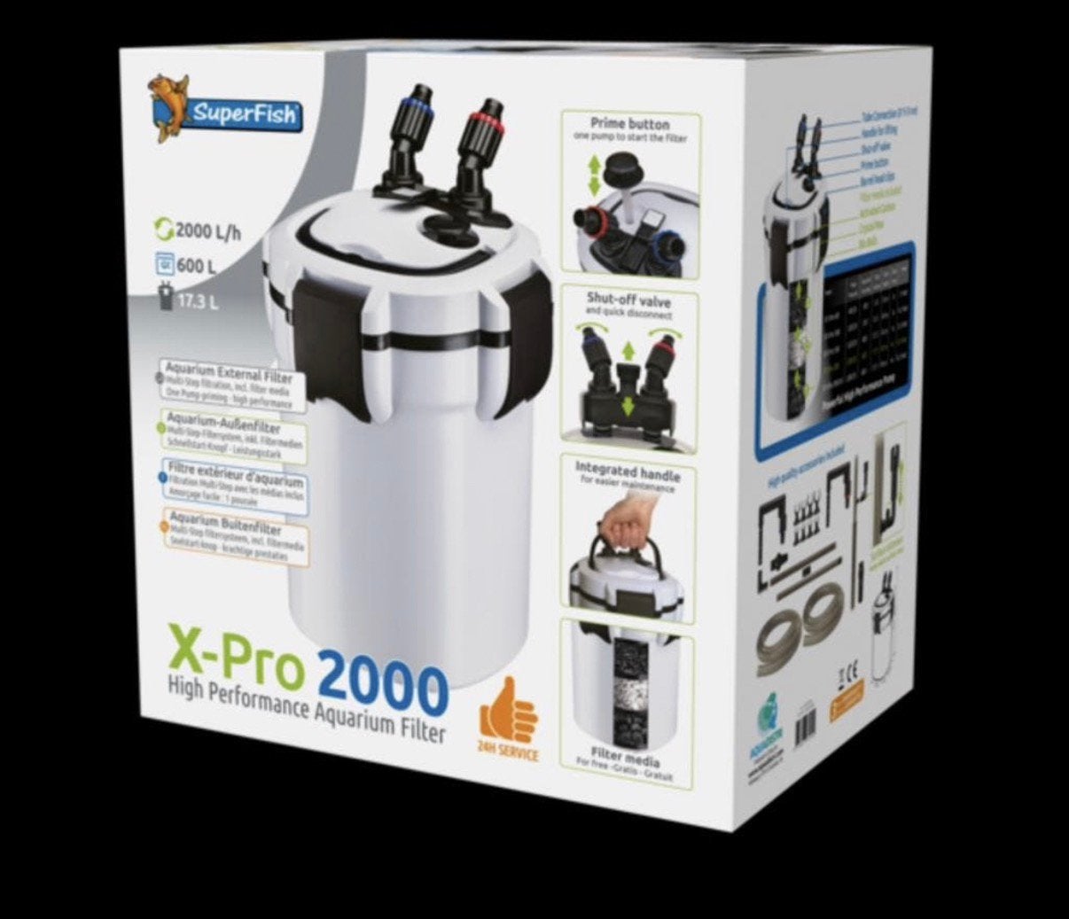 Superfish.  SF x pro 2000 (600L) extern filter, Ophalen, Gebruikt, Superfish, Inclusief toebehoren