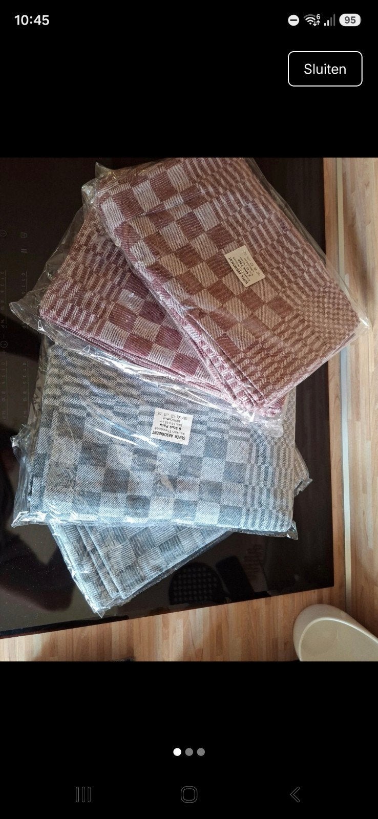 24x Theedoeken Set - 2x rood 2x grijs, Huis en Inrichting, Keuken | Textiel, Katoen, Meerkleurig, Wasbaar, Nieuw