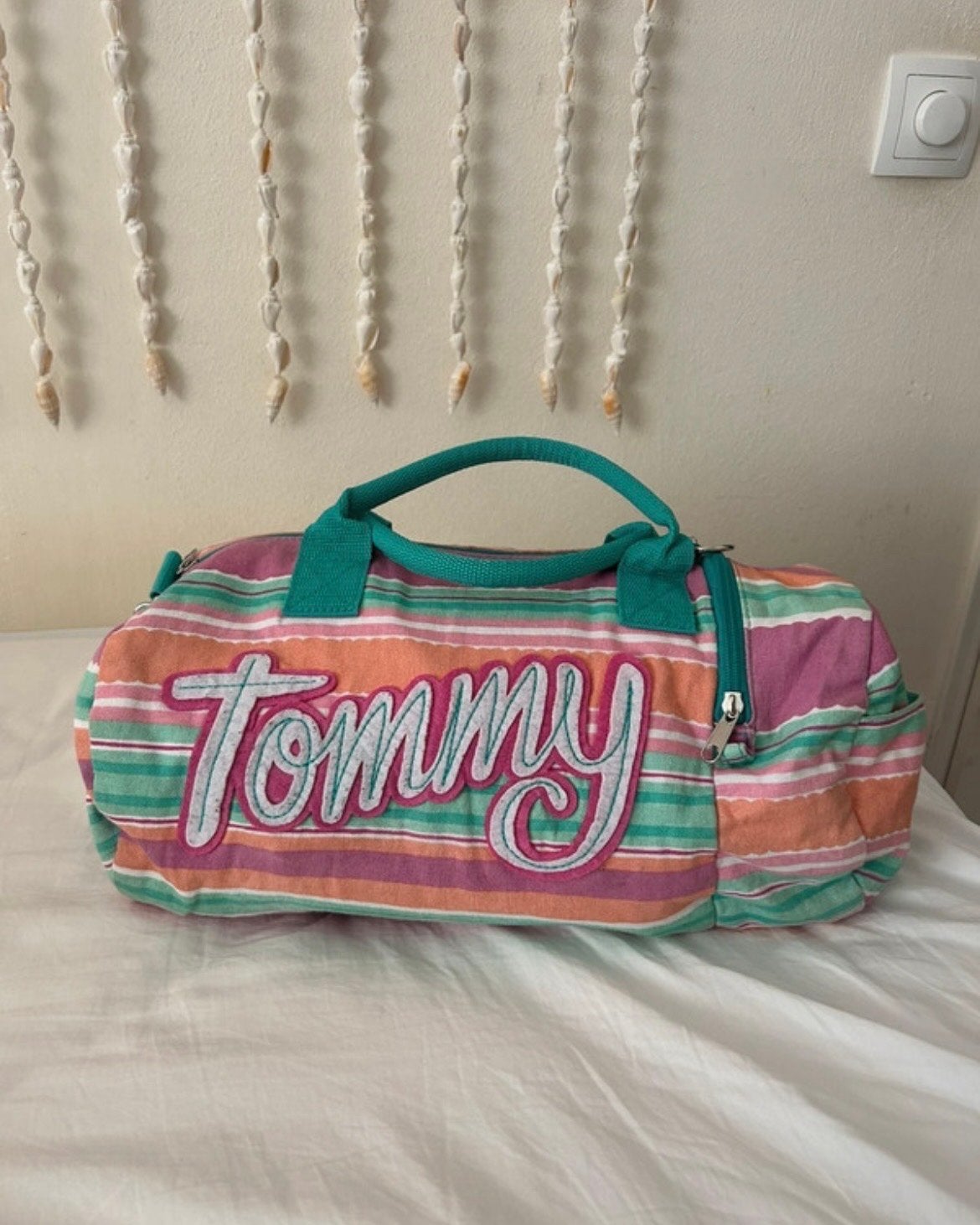 Tommy Hilfiger gestreepte weekendtas/sporttas, Ophalen of Verzenden, Gebruikt, Roze, Overige typen