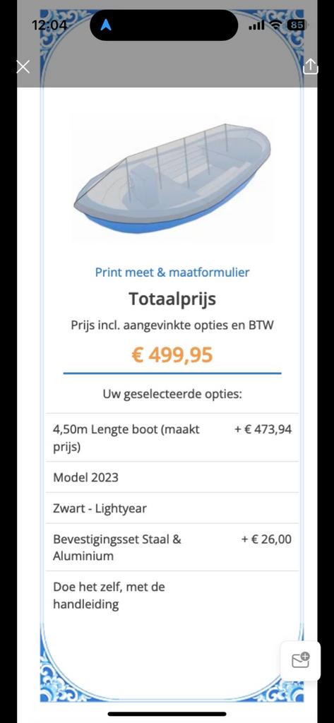 Bootzeil voor 4,50m boot - Nieuw in verpakking, Ophalen of Verzenden, Nieuw, Overige typen