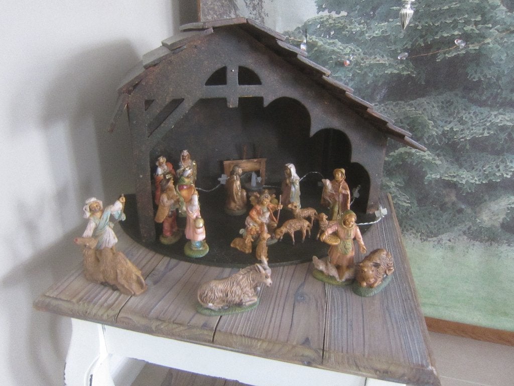houten kerst stal kribbe figuren geboorte kinderke Jezus, Ophalen of Verzenden