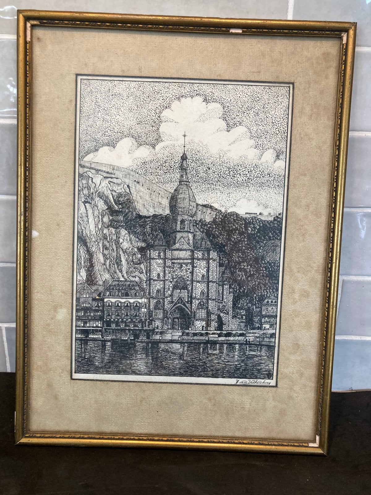 Pentekening van J. van Valkenberg (160626), Antiek en Kunst, Ophalen of Verzenden, Tekening