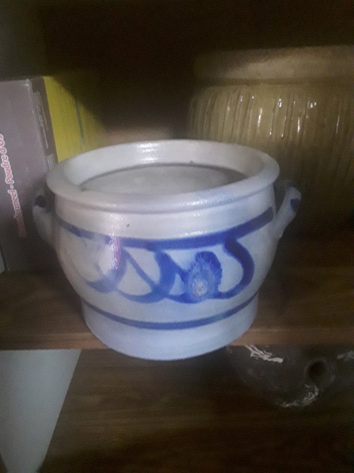 Antieke Keulse pot met blauw decor, Ophalen
