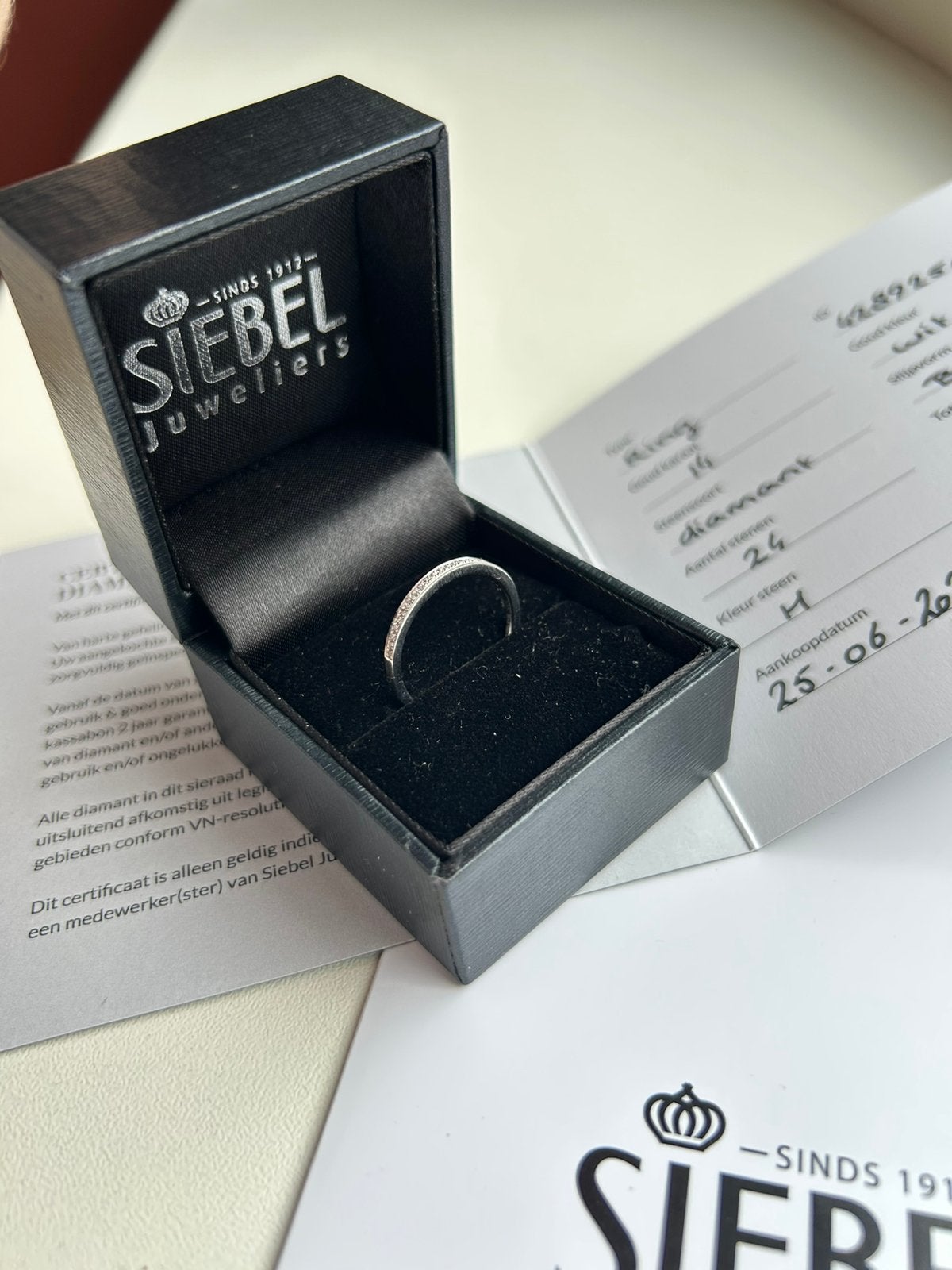 Nieuwe 14 karaat wit gouden ring-Siebel juweliers-maat 54, Nieuw, Ophalen of Verzenden, 17 tot 18, Met edelsteen