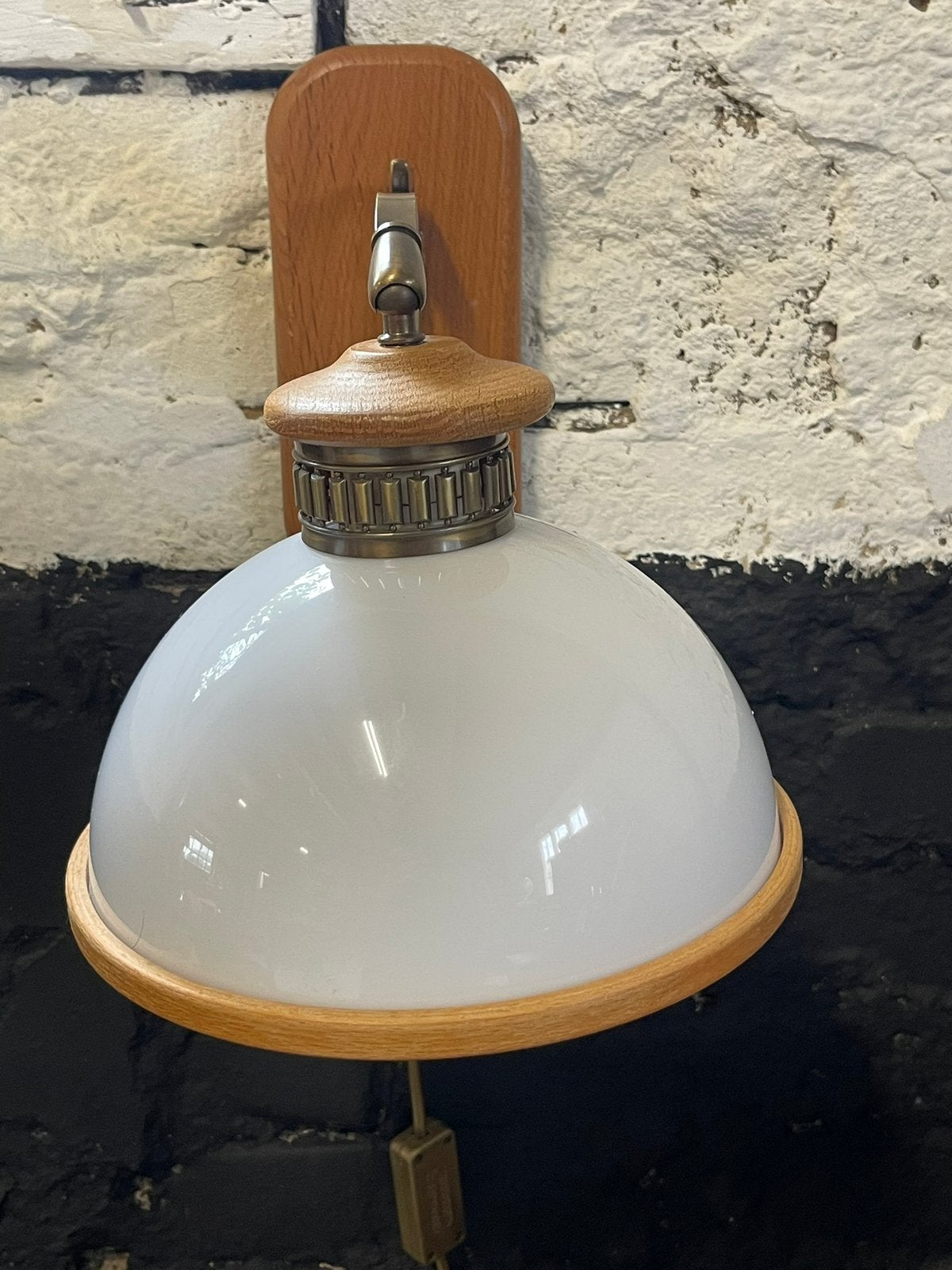 Vintage Steinhauer wandlamp mushroom messing acryl hout, Ophalen of Verzenden, Gebruikt, Overige materialen, Wandlamp