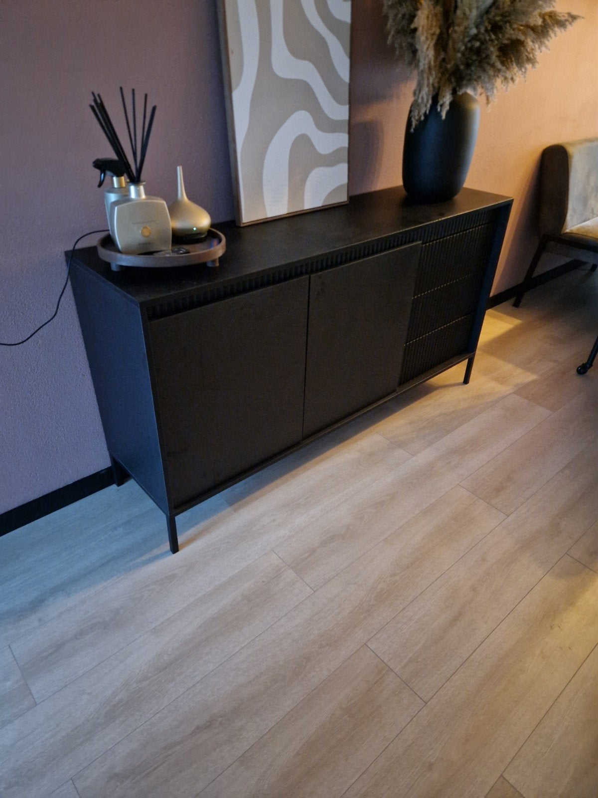 Zo goed als nieuw dressoir - Zwart - 154x40x81 cm, 150 tot 200 cm, Ophalen of Verzenden, Zo goed als nieuw, 25 tot 50 cm