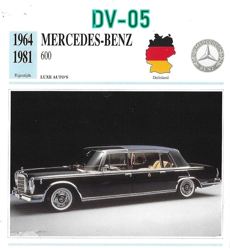 Dv5 autokaart mercedes benz 600 ( 1964 - 1981 ), Ophalen of Verzenden, Zo goed als nieuw, Auto's