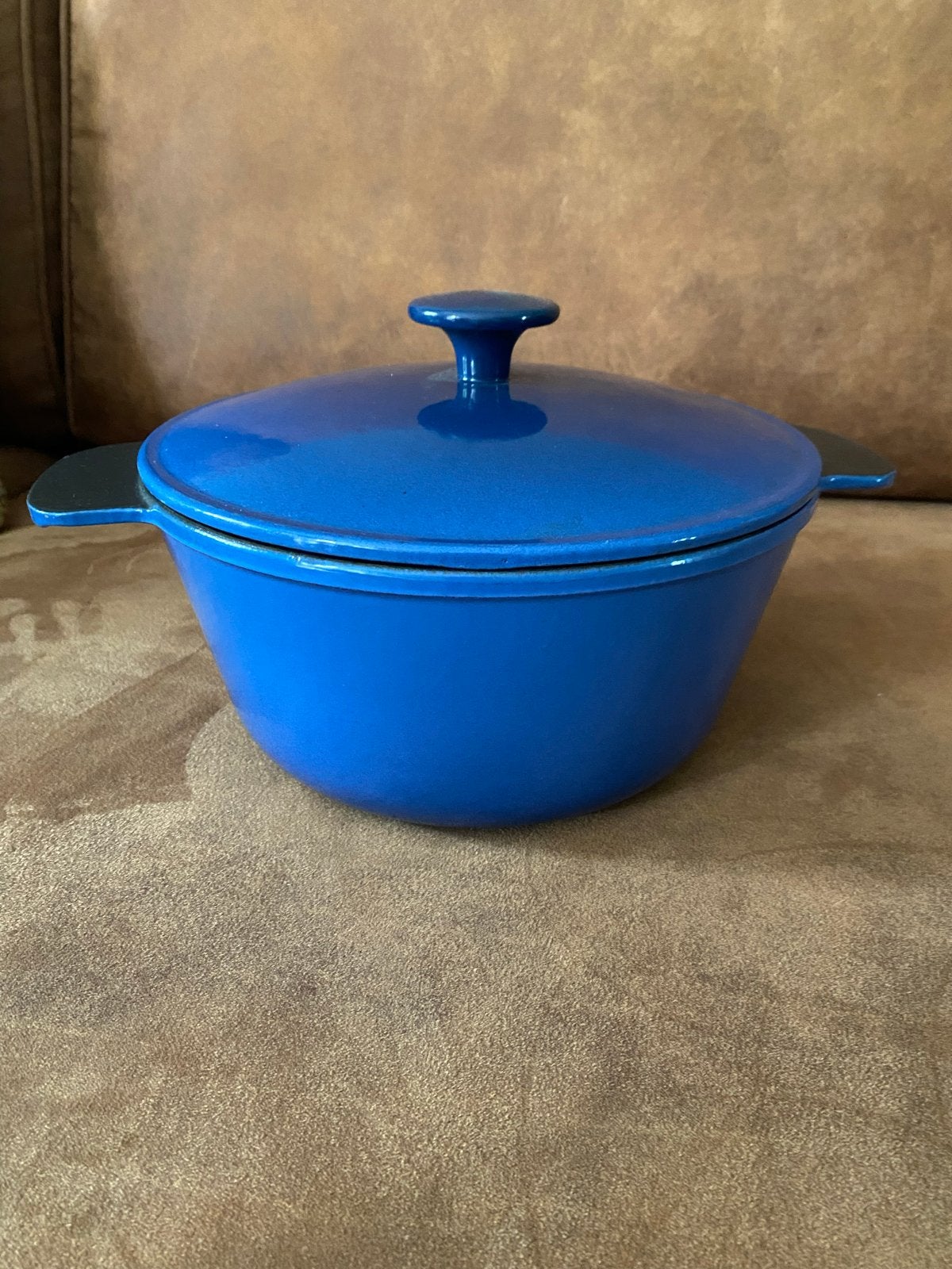 Blauwe gietijzeren braadpan met deksel, Ophalen, Gebruikt, Gietijzer, Koekenpan of Braadpan
