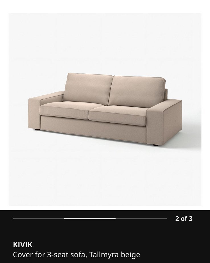 KIVIKS cover 3seat - tallmyra beige, Verzenden, Zo goed als nieuw, Tweepersoons, Beige